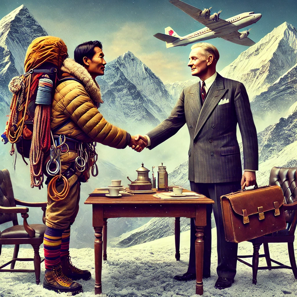 l’incontro tra Ang Rita Sherpa e Émile Noël, lo sherpa scalatore e lo sherpa negoziatore.